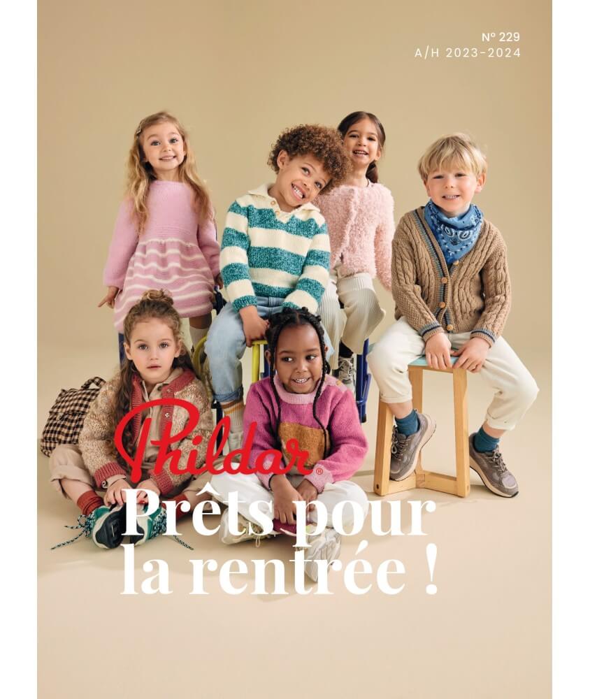 Catalogue Enfant Automne/Hiver 2023-2024 n°229 de Phildar - Prêt pour la rentrée - Rentrée des Classes sous l'Esprit Campus