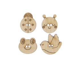 Boutons en Bois Tête d'Animaux X4 de Rico Design : Une Touche de Charme Naturel pour vos Créations Bébé