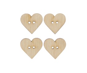 Boutons en Bois en Forme de Cœur X4 de Rico Design : Une Touche d'Amour Naturelle pour vos Créations Bébé