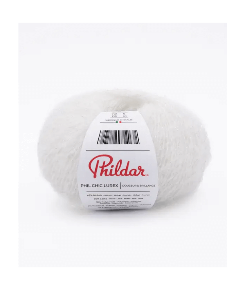 Pelote de fil à tricoter Mohair soie lurex écru - Phildar