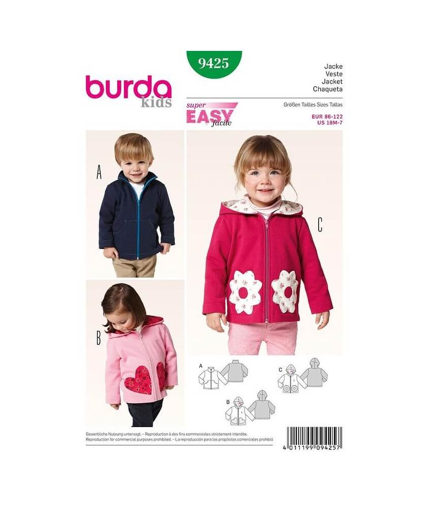 Patron N°9425 Burda kids : Veste