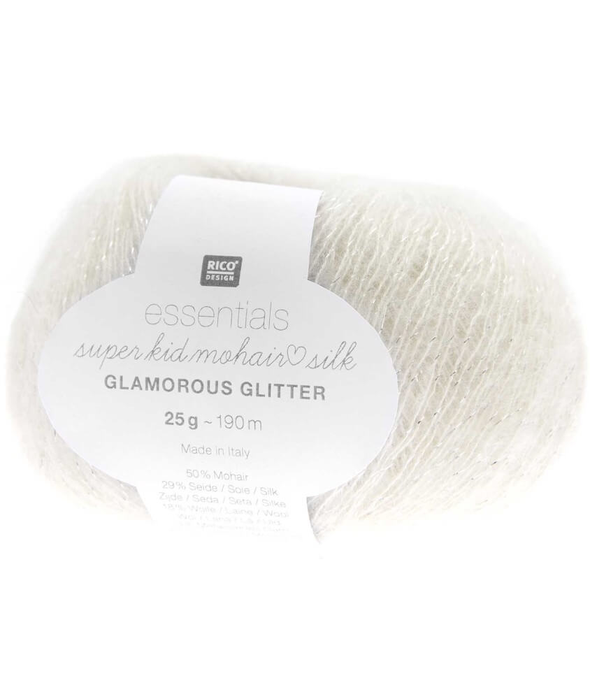 Fil à Tricoter ESSENTIALS SUPER KID MOHAIR LOVES SILK GLAMOROUS GLITTER: Luxe, Douceur et Créativité - 25gr - Rico Design