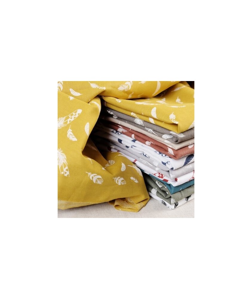 Tissu coton plumes - motif et coloris