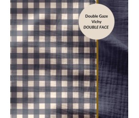 Tissu coton double gaze vichy