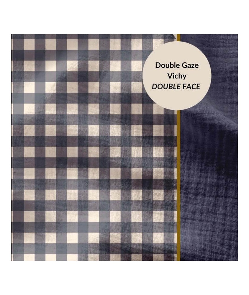 Tissu coton double gaze vichy - motif et coloris