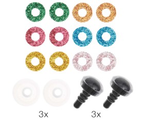 Set d'yeux de sécurité pour peluches - 9mm 6 couleurs 3 paires - Rico Design