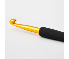 Crochet en aluminium doré avec poignée souple N° 2 à N°6 - Knitpro