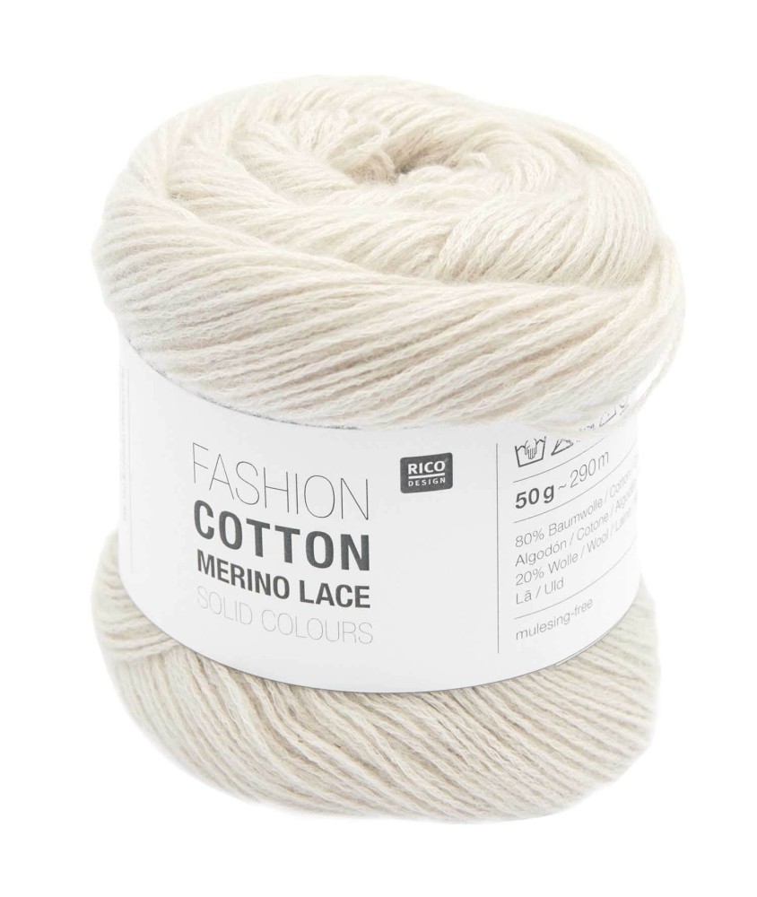 Fashion Cotton Merino Lace Solid Colours de Rico Design : Élégance et légèreté au bout des aiguilles