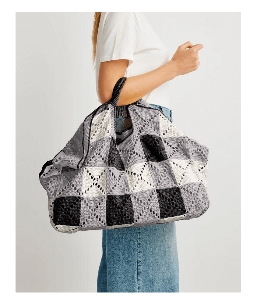 Kit de 10 pelotes: Tricotez votre cabas au crochet avec PINGO FIRST VICHY VICHY NOIR - Pingouin Kit de 10 pelotes: Tricotez votre cabas au crochet avec PINGO FIRST VICHY VICHY NOIR - Pingouin