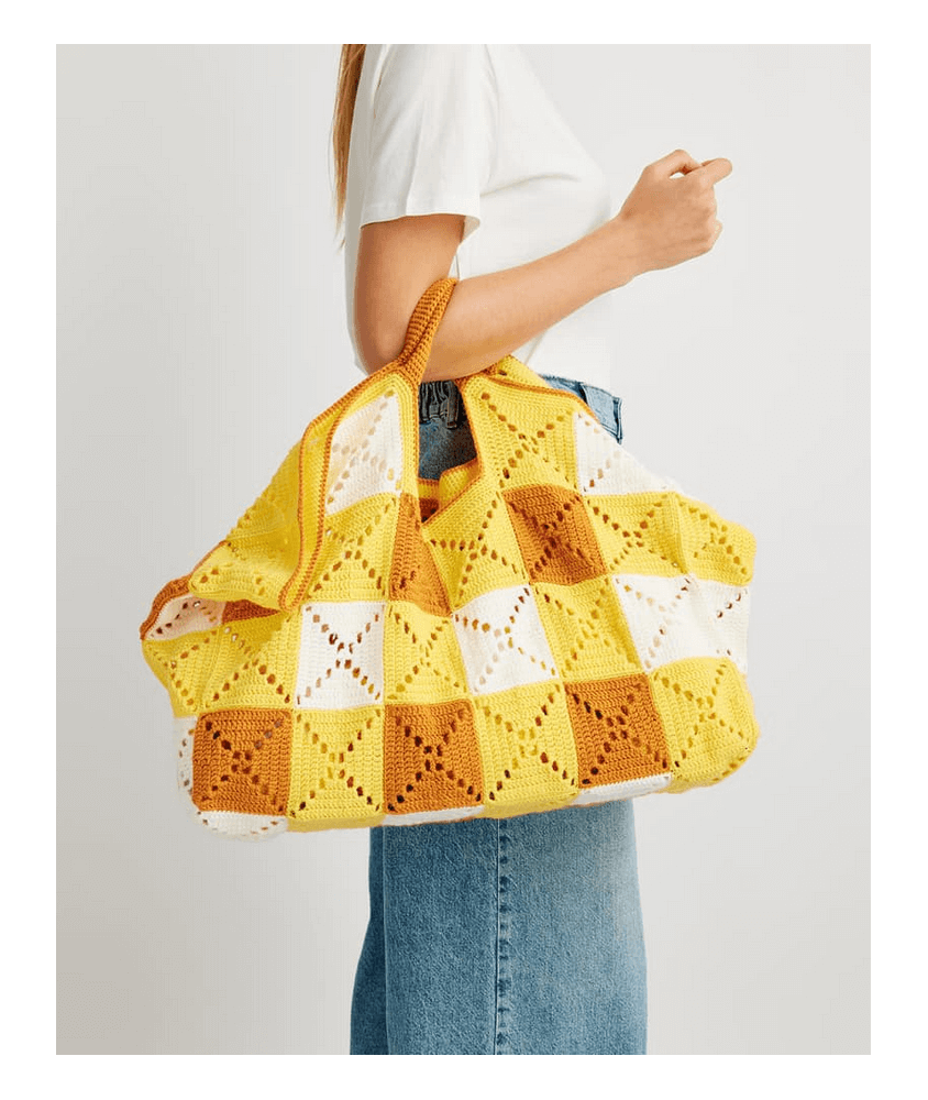 Kit de 10 pelotes: Tricotez votre cabas au crochet avec PINGO FIRST VICHY VICHY JAUNE - Pingouin Kit de 10 pelotes: Tricotez votre cabas au crochet avec PINGO FIRST VICHY VICHY JAUNE - Pingouin