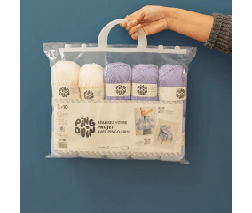 Kit de 10 pelotes: Tricotez votre cabas au crochet avec PINGO FIRST VICHY VICHY BLEU - Pingouin