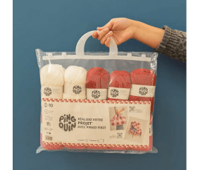 Kit de 10 pelotes: Tricotez votre cabas au crochet avec PINGO FIRST VICHY VICHY ROUGE - Pingouin