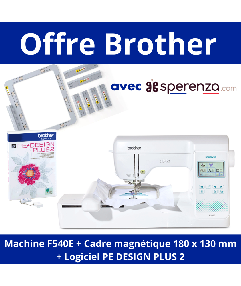 [Pack] BROTHER Innovis F540E + Cadre de Broderie + Logiciel BROTHER Pe-Design PLUS2