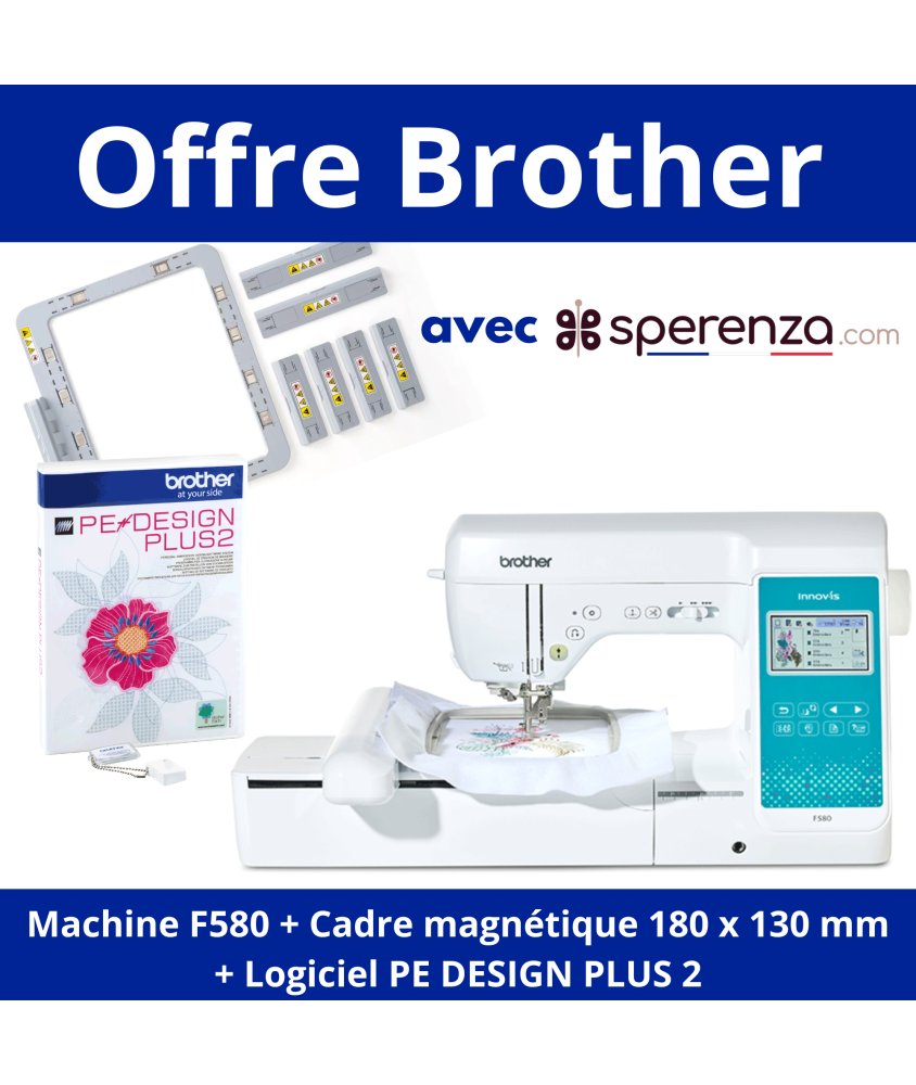 [Pack] BROTHER Innovis F580 + Cadre de Broderie + Logiciel Pe-Design PLUS2