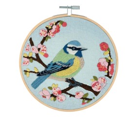 Kit de Broderie "Bird Blossom" avec Cercle en Bois de 15cm – Trimits | Idéal pour Débutants et Passionnés