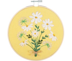 Kit de Broderie "Daisies" avec Cercle en Bois – Trimits | Un Kit Parfait pour Débutants et Experts