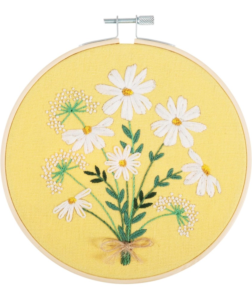 Kit de Broderie "Daisies" avec Cercle en Bois – Trimits | Un Kit Parfait pour Débutants et Experts