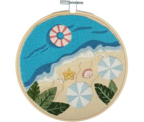 Kit de Broderie "Beach" avec Cercle en Bois de 15cm – Trimits | Un Projet Créatif et Apaisant