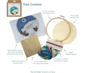 Kit de Broderie "Beach" avec Cercle en Bois de 15cm – Trimits | Un Projet Créatif et Apaisant