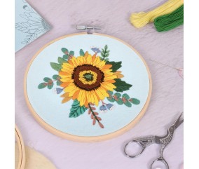 Kit de Broderie "Sunflower" avec Cercle en Bois de 15 cm – Trimits