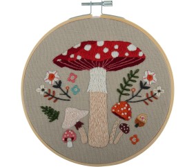 Kit de Broderie "Toadstool" avec Cercle en Bois de 15 cm – Trimits
