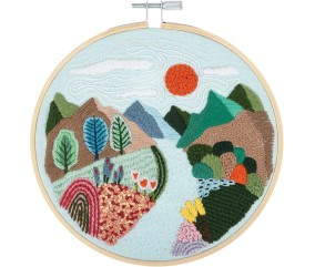 Kit de Broderie "Mountain View" avec Cercle en Bois de 15 cm – Trimits
