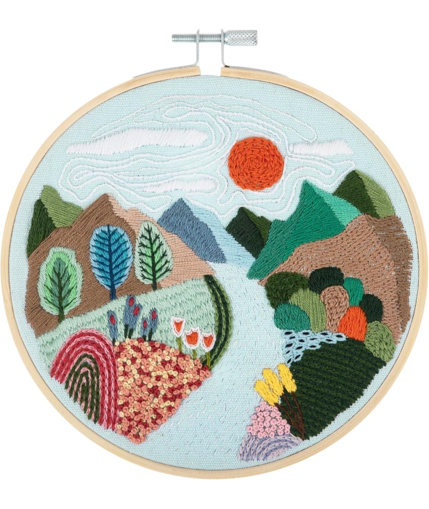 Kit de Broderie "Mountain View" avec Cercle en Bois de 15 cm – Trimits Kit de Broderie "Mountain View" avec Cercle en Bois de 15 cm – Trimits