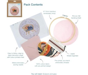Kit de Broderie "Cat" avec Cercle en Bois de 15cm – Trimits