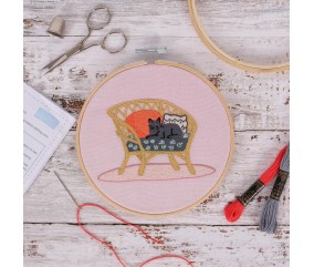 Kit de Broderie "Cat" avec Cercle en Bois de 15cm – Trimits