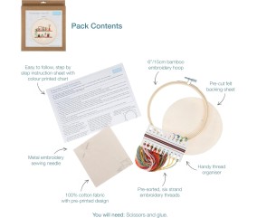 Kit de Broderie "Floral Shelf" avec Cercle en Bois de 15cm – Trimits