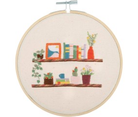 Kit de Broderie "Floral Shelf" avec Cercle en Bois de 15cm – Trimits