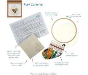 Kit de Broderie "Floral Bee" avec Cercle en Bois de 15cm – Trimits