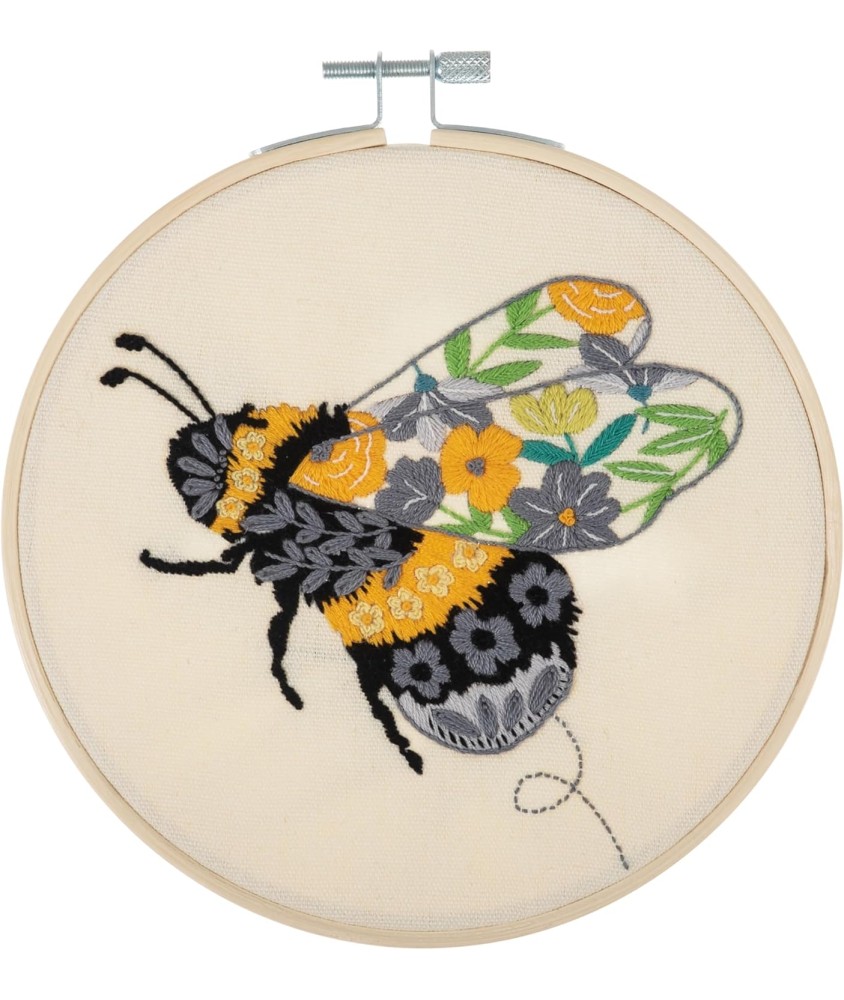 Kit de Broderie "Floral Bee" avec Cercle en Bois de 15cm – Trimits