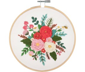 Kit de Broderie "Rose" avec Cercle en Bois de 15 cm – Trimits