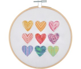 Kit de Broderie "Ombre Hearts" avec Cercle en Bois de 15 cm – Trimits