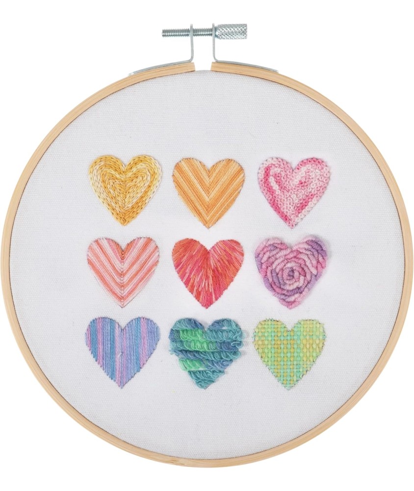 Kit de Broderie "Ombre Hearts" avec Cercle en Bois de 15 cm – Trimits Kit de Broderie "Ombre Hearts" avec Cercle en Bois de 15 cm – Trimits