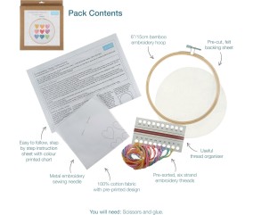 Kit de Broderie "Ombre Hearts" avec Cercle en Bois de 15 cm – Trimits