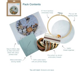 Kit de Broderie "Bee" avec Cercle en Bois de 15 cm – Trimits