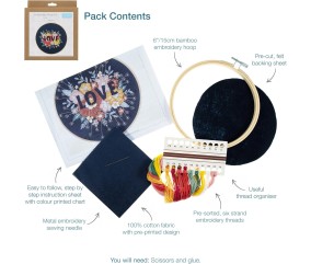 Kit de Broderie "LOVE" avec Cercle en Bois de 15 cm - Trimits