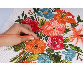 Kit Point de Croix Bouquet Floral 36x36 cm - Trimits
