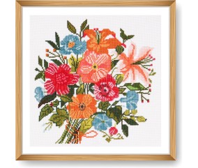 Kit Point de Croix Bouquet Floral 36x36 cm - Trimits