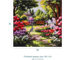 Kit de Point de Croix Jardin Extra-Large 58 x 58 cm – Trimits - Kit Broderie Extra-Large Idéal pour les Passionnés