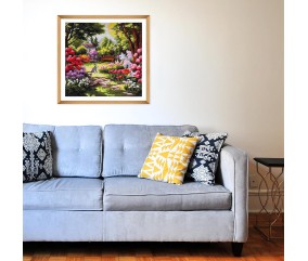 Kit de Point de Croix Jardin Extra-Large 58 x 58 cm – Trimits - Kit Broderie Extra-Large Idéal pour les Passionnés