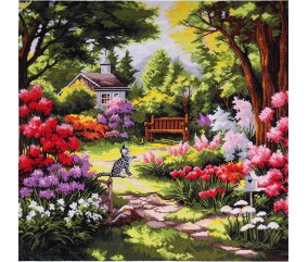 Kit de Point de Croix Jardin Extra-Large 58 x 58 cm – Trimits - Kit Broderie Extra-Large Idéal pour les Passionnés