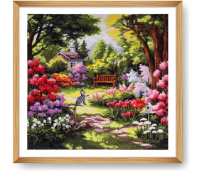 Kit de Point de Croix Jardin Extra-Large 58 x 58 cm – Trimits - Kit Broderie Extra-Large Idéal pour les Passionnés
