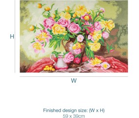 Kit de Point de Croix Roses 59x39 cm - Trimits - Kit Broderie Extra-Large Idéal pour les Passionnés