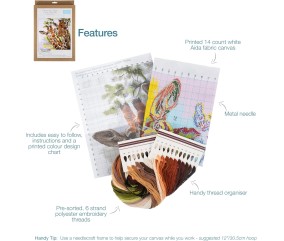 Kit de Point de Croix Imprimé Girafes 58x58 cm – Trimits - Kit Broderie Extra-Large Idéal pour les Passionnés