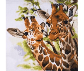 Kit de Point de Croix Imprimé Girafes 58x58 cm – Trimits - Kit Broderie Extra-Large Idéal pour les Passionnés