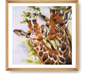 Kit de Point de Croix Imprimé Girafes 58x58 cm – Trimits - Kit Broderie Extra-Large Idéal pour les Passionnés