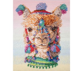 Kit de Point de Croix Imprimé Alpagas 40x48,5 cm – Trimits - Kit Broderie Extra-Large Idéal pour les Passionnés